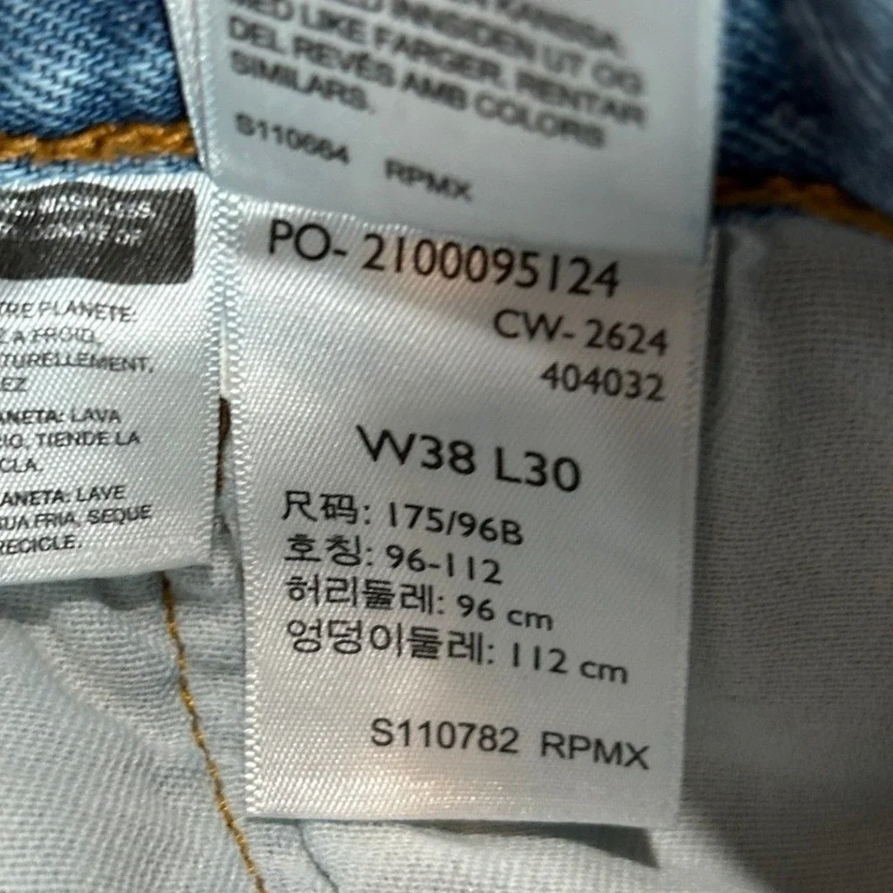 Levis 501 Original Fit Mens Light Wash Blue Denim Jeans 38x30 Button Fly
